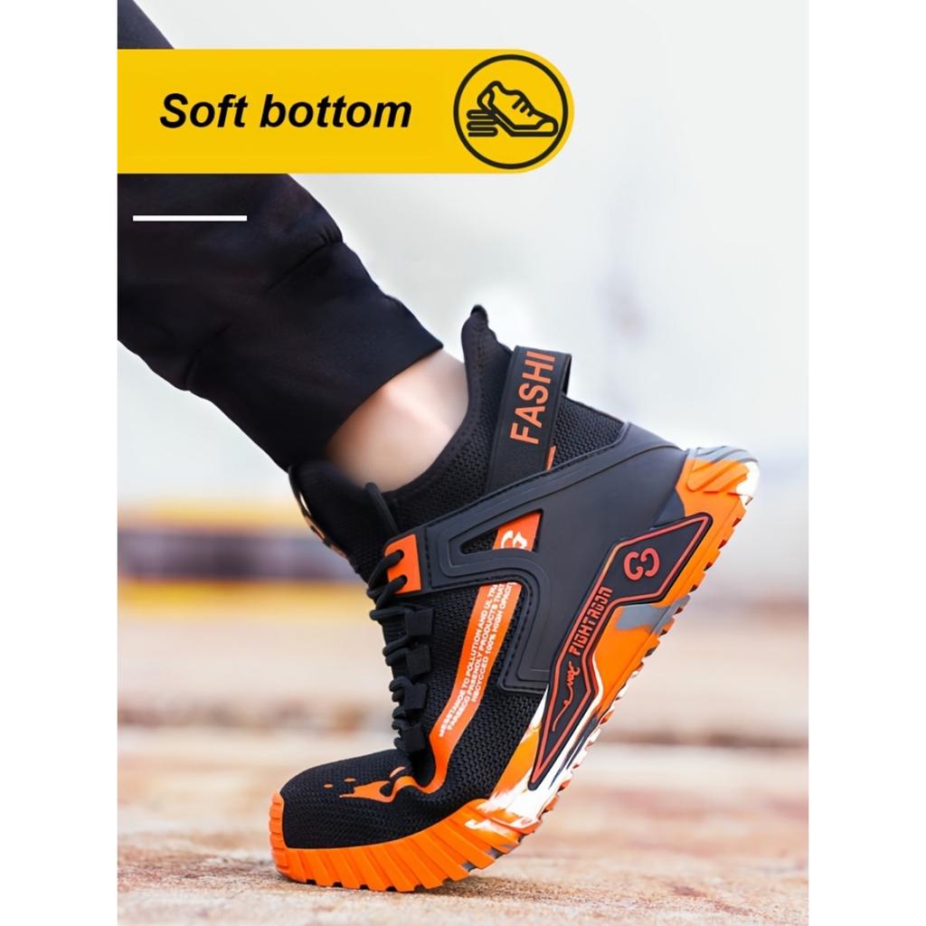 Мужская и женская модная защитная рабочая обувь, противоударный, удобный, дышащий тканевый верх, повседневная защита носка из стали на все времена года