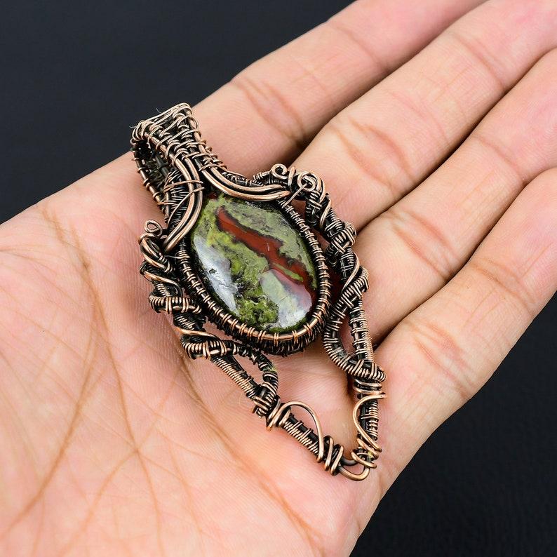 Dragon Blood Jasper Gemstone Pendant Copper Wire Wrapped Pendant Jewelry Copper Jewelry Handmade Pendant Gift For Her Mother Jasper Jewelry