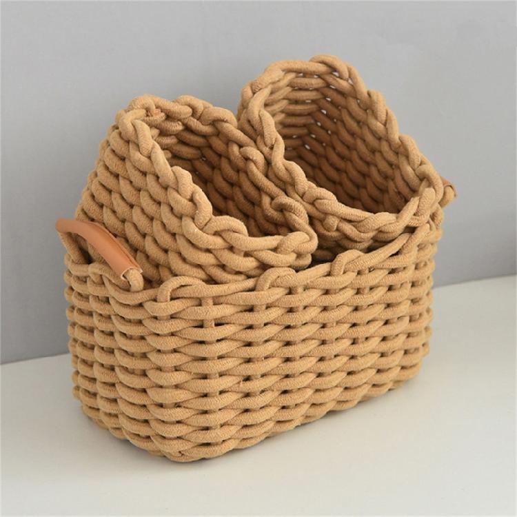 Handwoven Cotton Rope Makeup Holder Decorative Desktop Storage Basket Multipurpose Bedroom Organizer for Cosmetics
