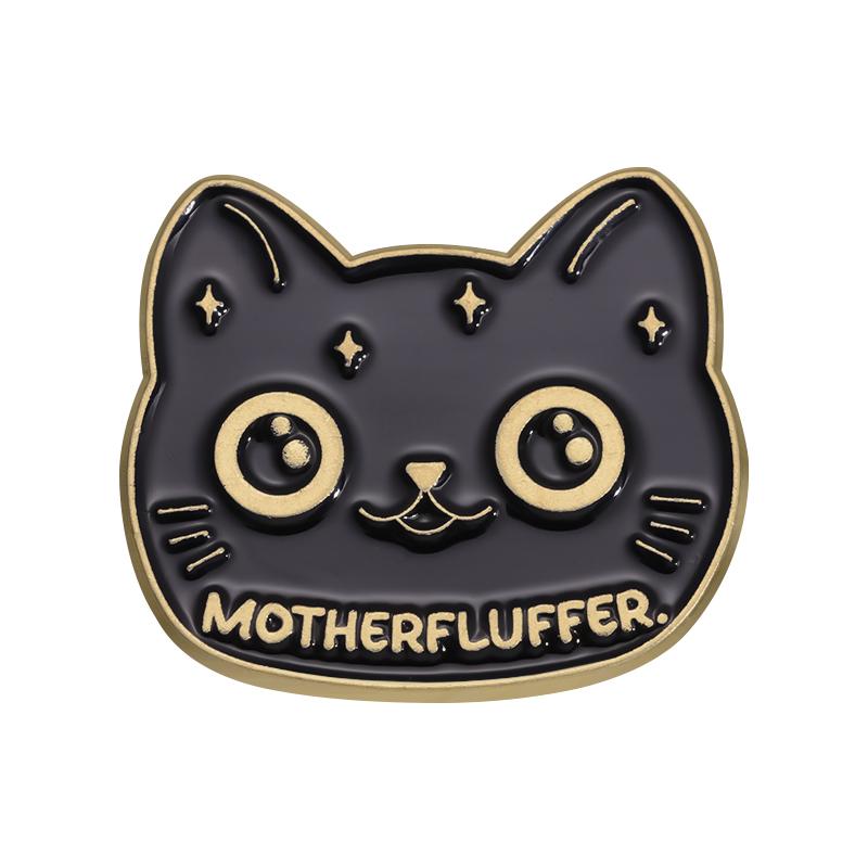 Cute Cats Enamel Pins Custom MOTHERFLUFFER Alien Cat Brooches Lapel Badges Cartoon Animal Jewelry Gift for Kids Friends