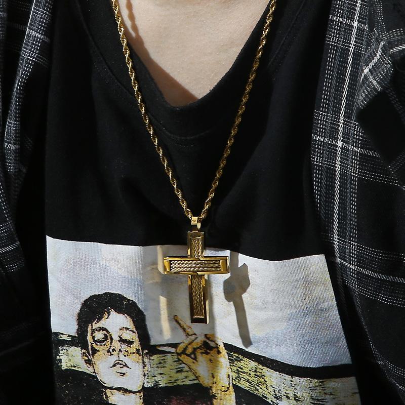Fashion Cross Pendant Necklace For Men Prayer Stainless Steel Dubai Crux Chain Choker Christ Jewellry