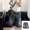 American Retro Washed and Worn Denim Shorts Women's Loose Straight Five-point Pants