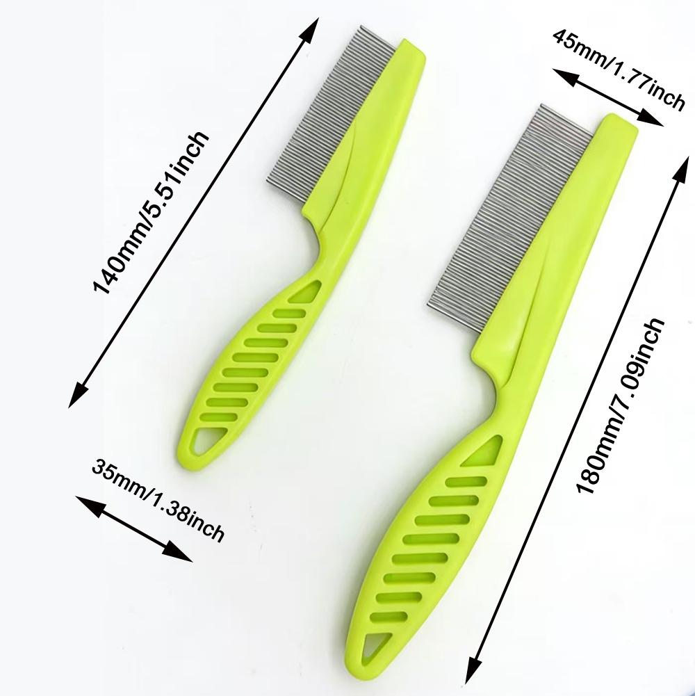 Eco-Friendly Simple Style Stainless Steel Pins Plastic Handle Comb for Dogs & Cats Flea Lice Nit Tick Cleaning Removes Hair/Fur