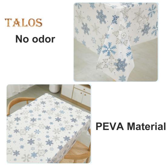 Christmas Tablecloth Disposable Waterproof Snowflake Pattern Table Cover for Festive Holiday Party Decoration