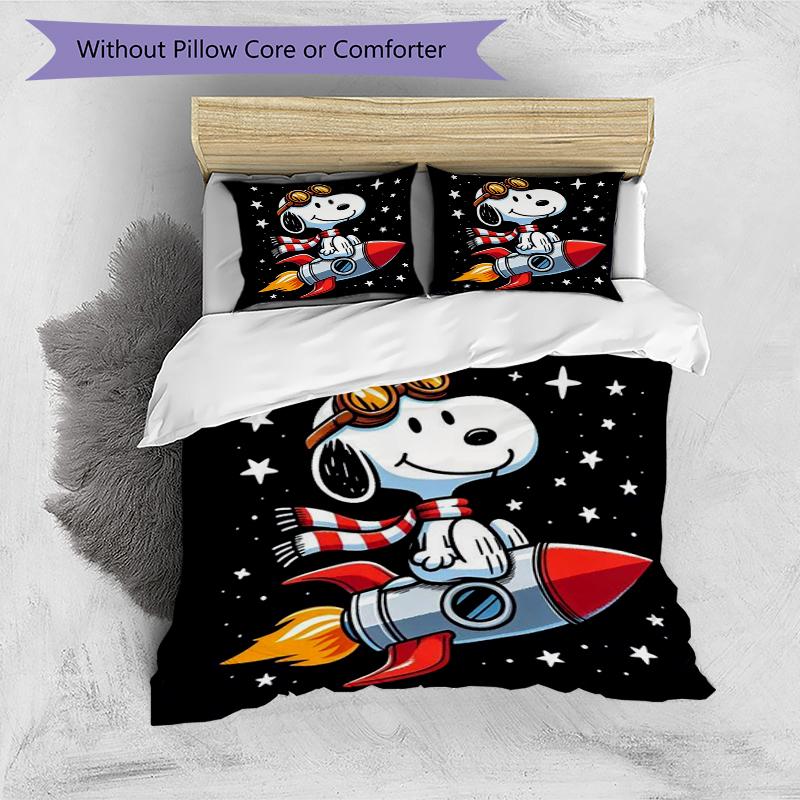 Snoopy Rocket Print Flannel Blanket, Soft Warm Lightweight Throw Blanket for living Room,Sofa Bed Camping office