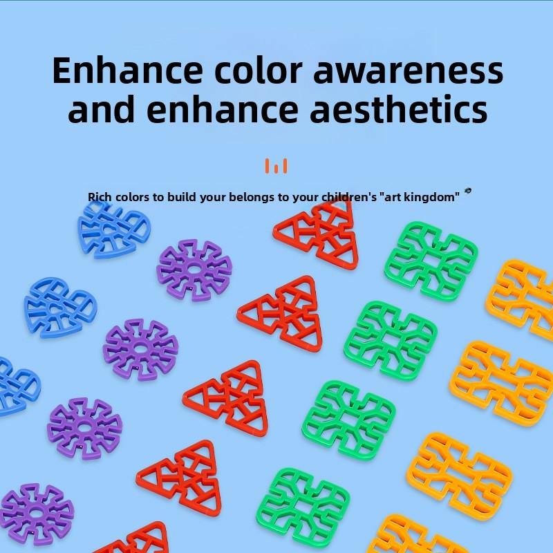 Geometric Snowflake Building Blocks Set For Kids With Developmental Educational Toy For Ages 3 To 6