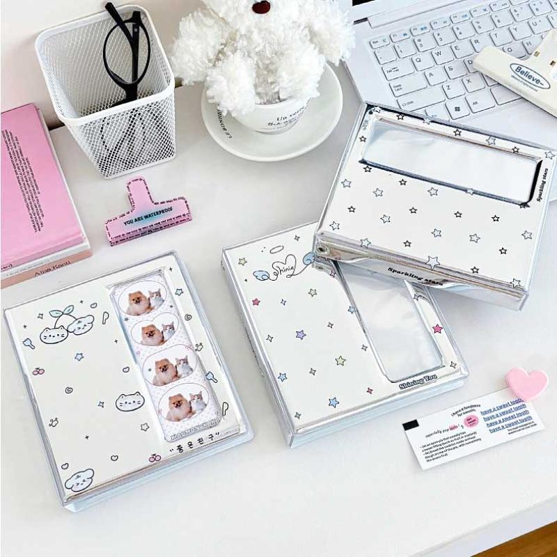 Cartoon 4 Grid Idol Card Photo Booth Album For 40Pcs 2x6 Inch Photo Strips Bookmark