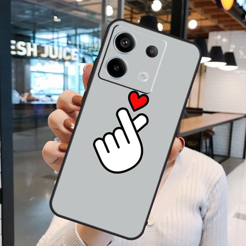 Чехол Kpop Сердце Пальцами Для Xiaomi Redmi Note 11 9 10 12 13 14 15 Pro Plus Redmi 15 15C 10C 12C 13C 14C Обложка