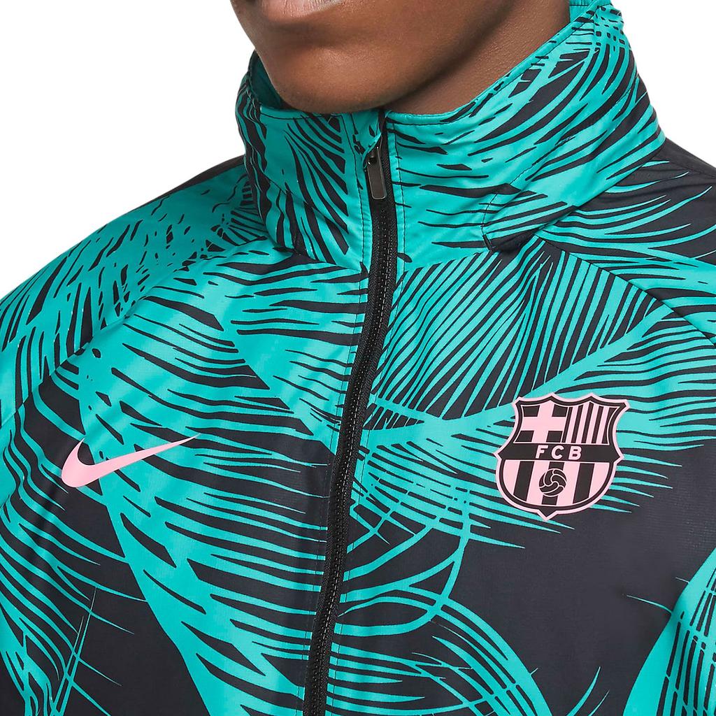 Nike Футбольная спортивная куртка с капюшоном Barcelona Season 20-21 Мужская верхняя одежда Павлино-зеленый CK8570-396