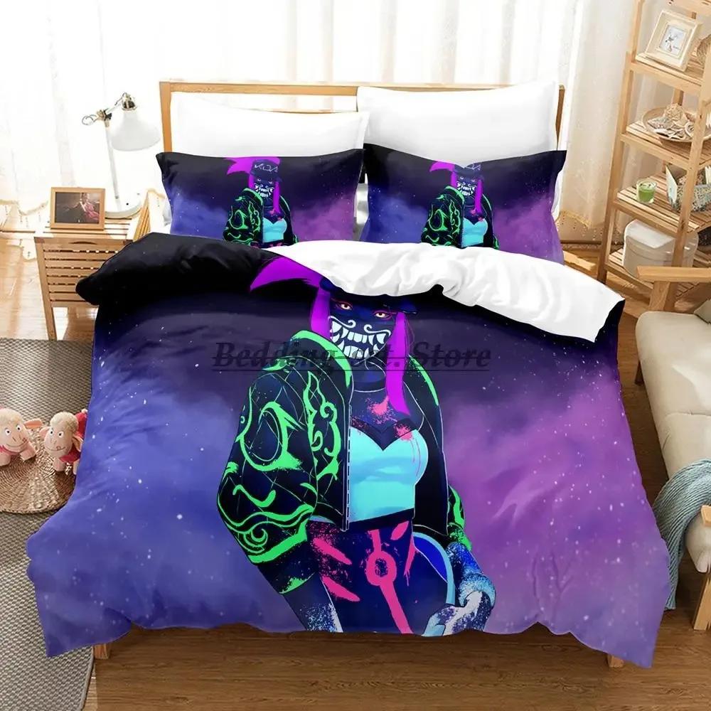 Kda The Baddest Bedding Set Single Twin Full Queen King Size Bed Set Aldult Kid Bedroom Duvetcover Sets Anime Bed Sheet Set