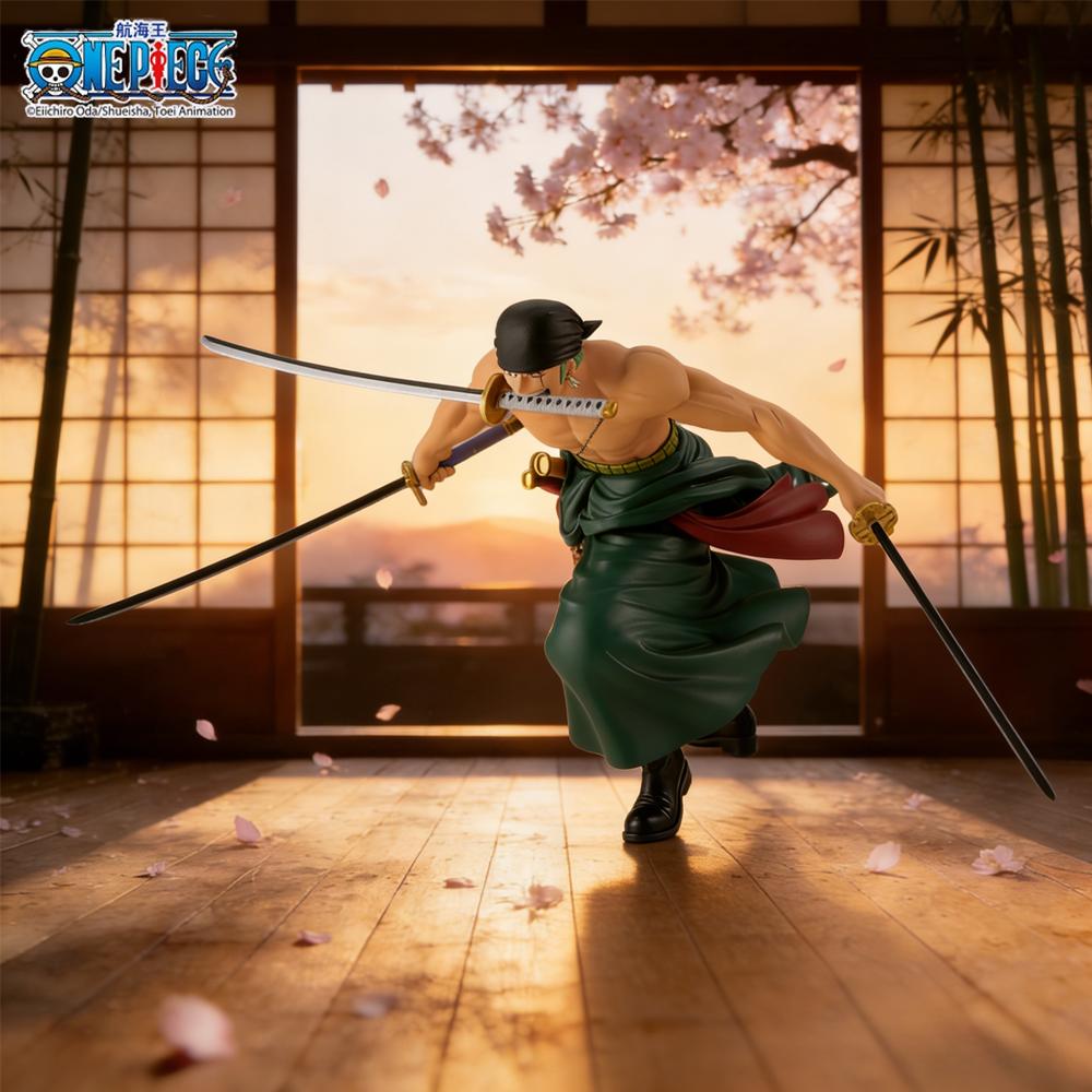 1 шт. Официальная фигурка Аниме One Piece Зоро Стиль Трех Мечей - Декоративная Коллекционная Фигурка, Идеально для Праздничных Подарков