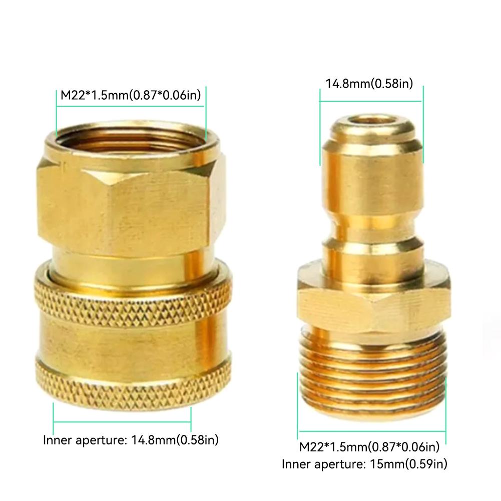 2Pcs 3/8'' or 1/4" Pressure Washer Adapter Kit M22 14mm 12mm Female Male Swivel To Quick Connect Release Set Nozzles