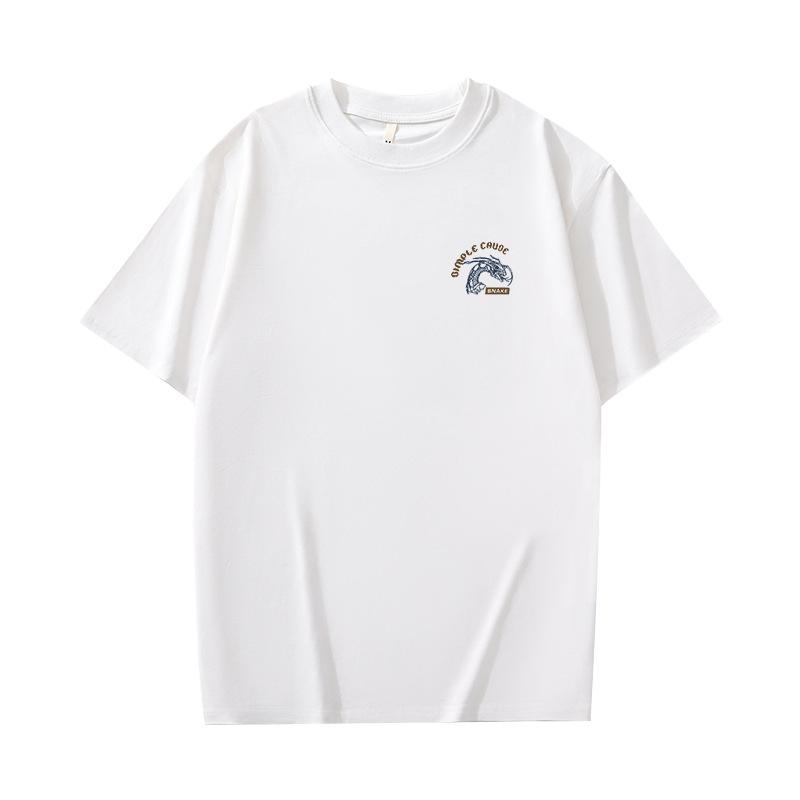 Мужская футболка с коротким рукавом, летняя, модного бренда, универсальная, из чистого хлопка, тяжеловесная базовая футболка