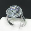 Elegant White Gold Plated Geometric Ring With Gorgeous 5 Carat Moissanite Gem