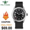 Кварцевые часы Militado ML08 с механизмом Ronda 515, выпуклым сапфировым стеклом, люминесцентными метками BGW9, водозащитой 10 Бар, 38 мм, мужские часы