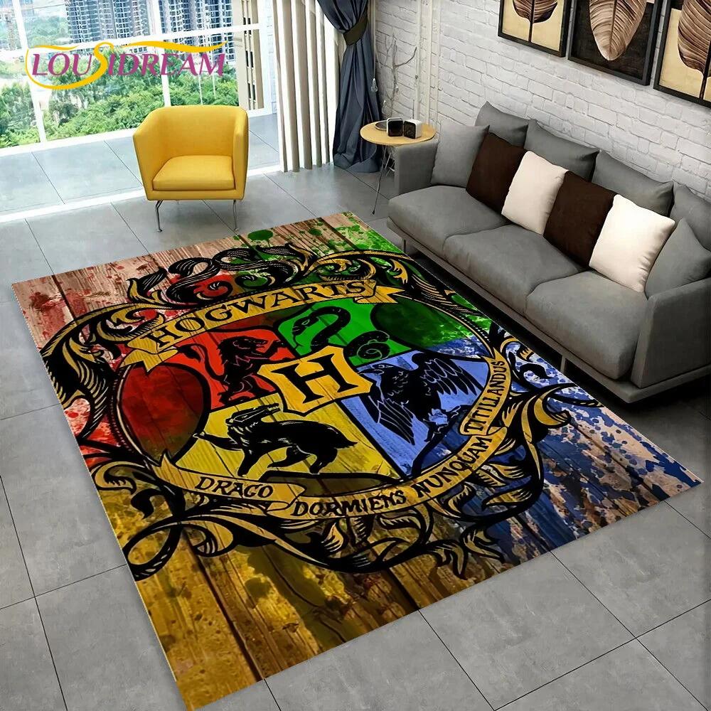 3D P-Potter Magic Academy Movie HD Rug Carpet for Living Room Bedroom Home Decor,Floor Mat Non-slip for Sofa Doormat Gift Kids