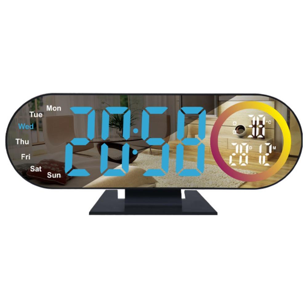 Voice Control Digital Alarm Clock 12/24H Format LED Electronic Clock LED Mirror Clock  Office Decor