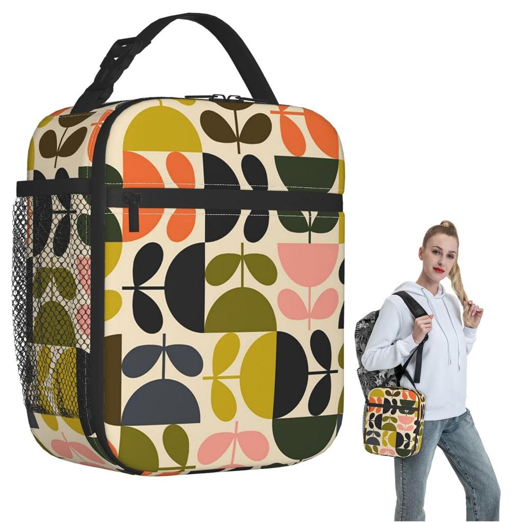 Flower Stem Orla Kiely Pattern Insulated Lunch Bag for Women Children Portable Food Boxes Thermal Lunch Box Tote