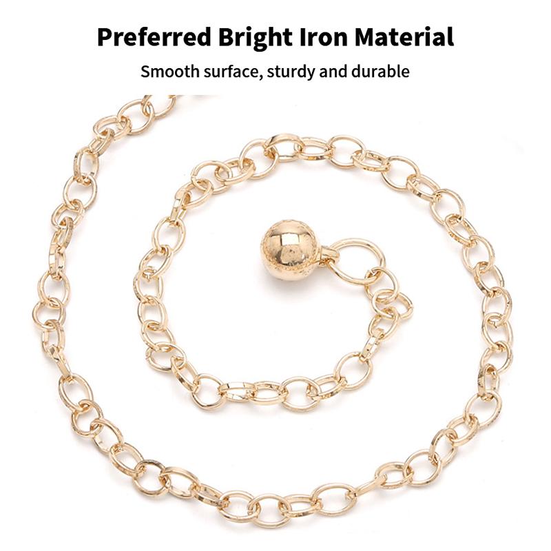 Gold Round Metal Chain Belt For Women Elegant High Waist Female Long Belts Dress Jeans Decorative Chain Straps Waistband