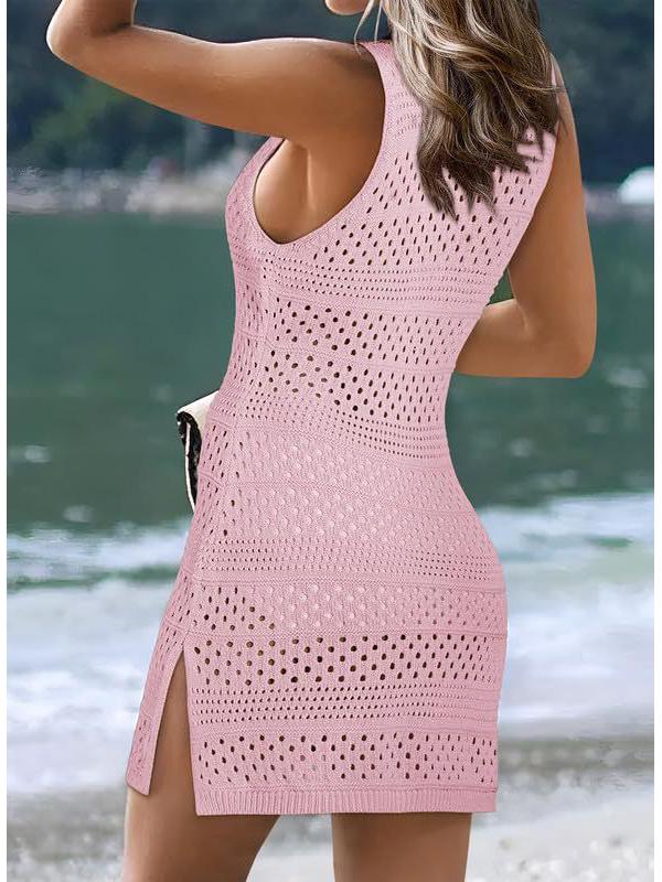 Женский трикотажный купальник-накидка 2024 года: Солнцезащитная пляжная юбка без рукавов в европейском и американском стиле