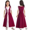 Kids Girls Renaissance Cosplay Medieval Dress Up Costumes Short Sleeve Adjustable Lace-up Gown Dress