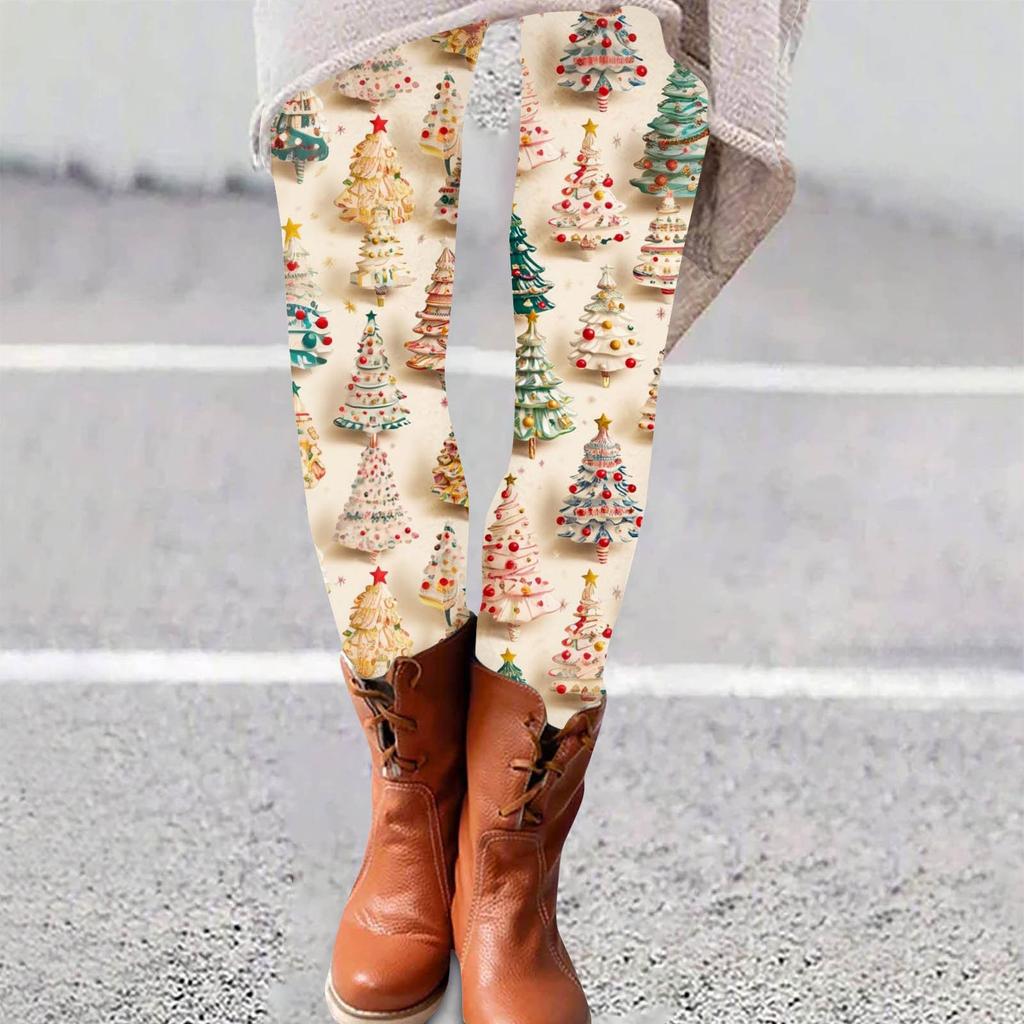 Женские брюки с рождественским принтом, эластичные, мягкие, повседневные, домашние, спальные брюки