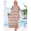 Плюс Размер Женщин Пляжный Принт Свободный Праздничный Платье Бикини Загар Накидка