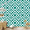 Wallpaper Casual checkerboard turquoise, white, celadon and mint 50x1000