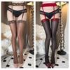 Leopard Pattern Top Garter Belt Attached Thigh High Stockings Oil Glossy Shimmery Suspender Tights Pantyhose for Women