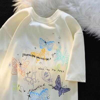 Белая хлопковая текстурированная футболка с короткими рукавами, женские летние американские винтажные топы