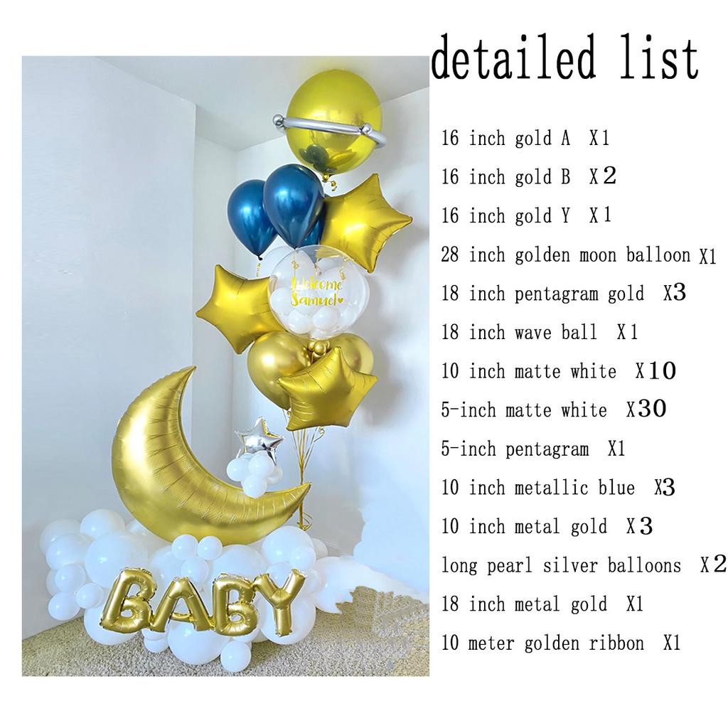 Moon Star Balloon Garland Arch Kit Festival Decoration for Home Birthady Party Decor Wedding Birthday Balloon Kids Gifts