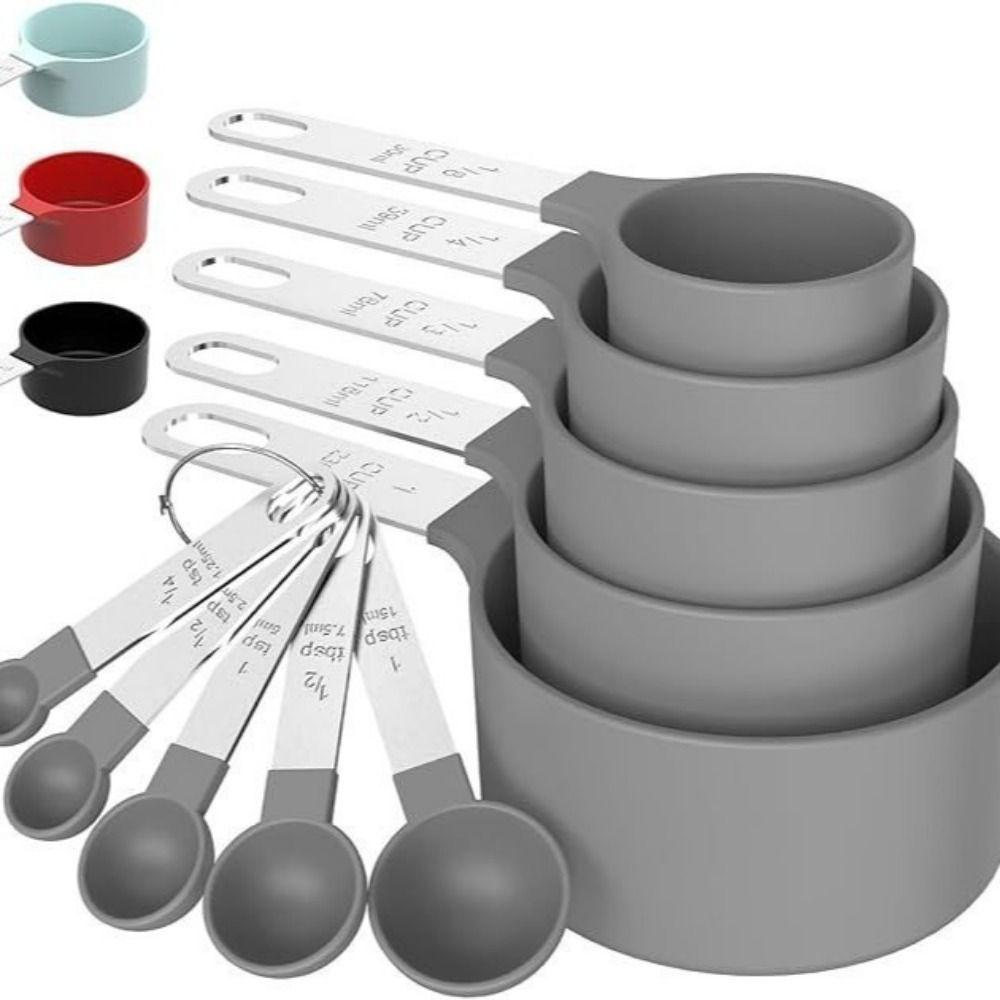 10PCS Plastic Measuring Spoons Set Stackable Measuring Cup and Spoon Set Baking Tool