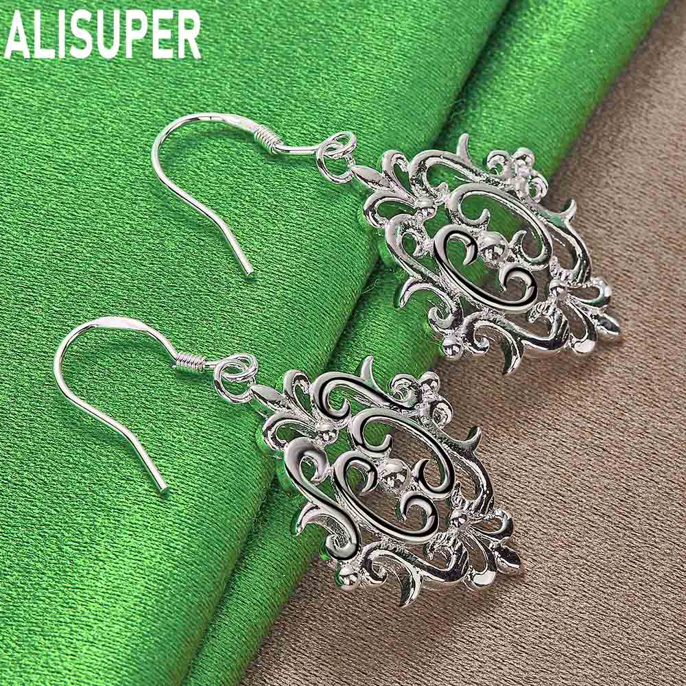 Геометрические перфорированные серьги из стерлингового серебра 925 пробы, модные свадебные украшения с шармом