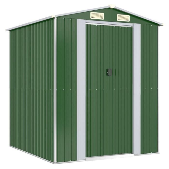 3147427 vidaXL Garden Shed Green 192x191x223 Cm Galvanized Steel