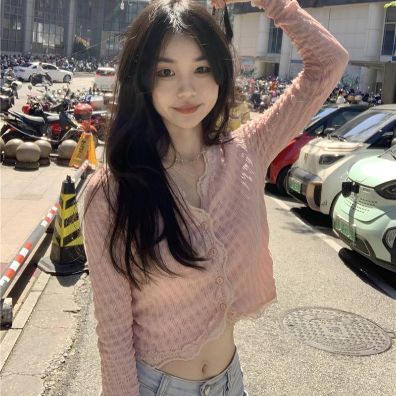 Весна и лето Женская новая кружевная элегантная тонкая рубашка-топ