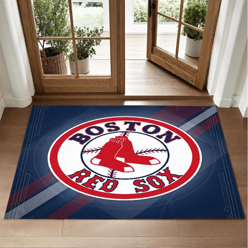 Boston Red Sox Design Crystal Velvet Rug Soft Decorative Mat for Bedroom Entrance