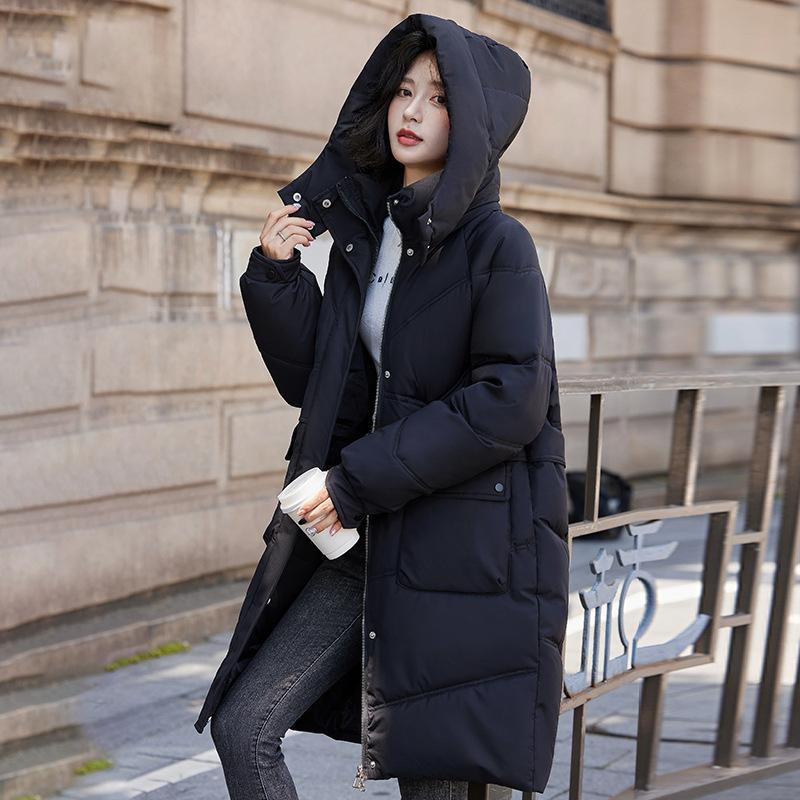 Новая хлопковая куртка для женщин средней длины, куртка-пуховик, утолщенная, свободная, зимняя, с капюшоном, хлопковая куртка