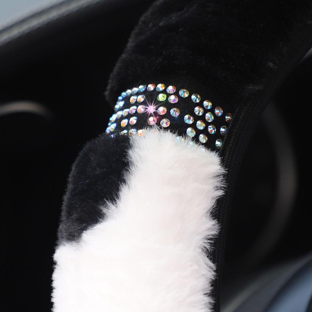 Нет Внутренний Плюшевый Чехол на Руль с Бриллиантами Эластичный Женский Зимний Удобный Мягкий