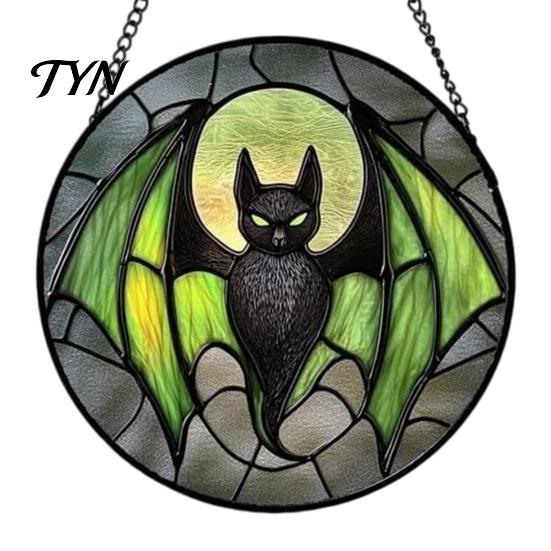 Seasonal Decorative Disc Retro Halloween Pendant, Ghost/Bat/Spider Web/Pumpkin Head Print, Door Handle Welcome Sign Vintage Acrylic Hanging