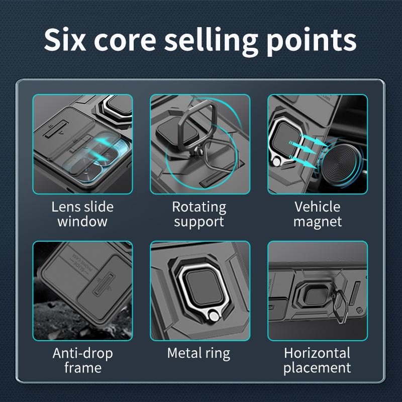 For Honor 90 Lite 5G Case Slide Camera Protect Armor Phone Cases For Honar Honer 90Lite Light 5G Magnetic Ring Holder Back Cover