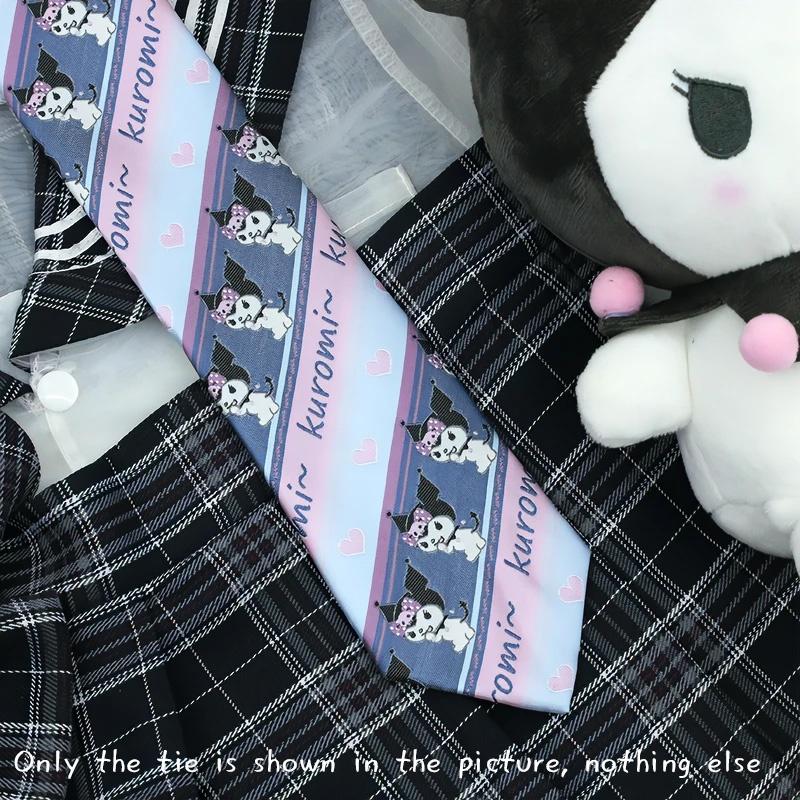 Trendy Arrowhead Type Tie With Kuromi And Sanrio Stripes