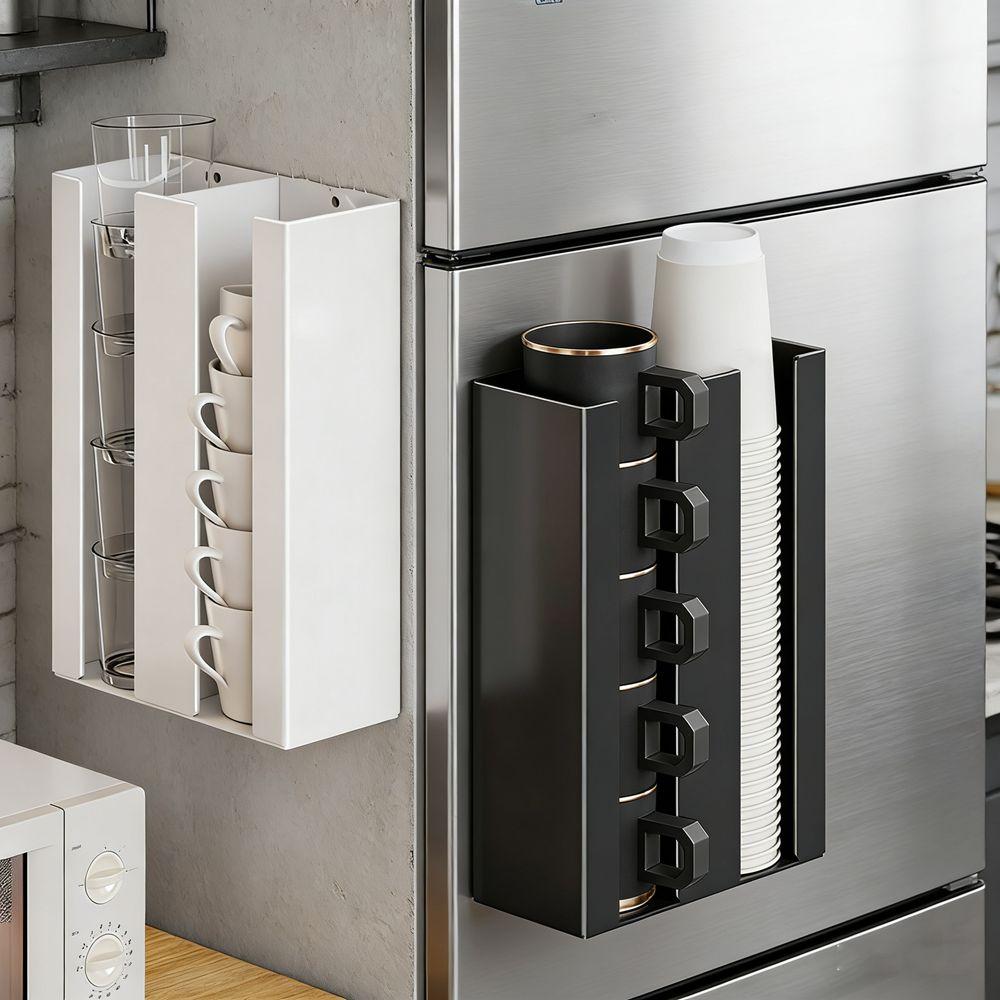 Iron Paper Cup Dispenser Large Capacity Cup Storage Rack Durable Paper Cup Organizer Refrigerator