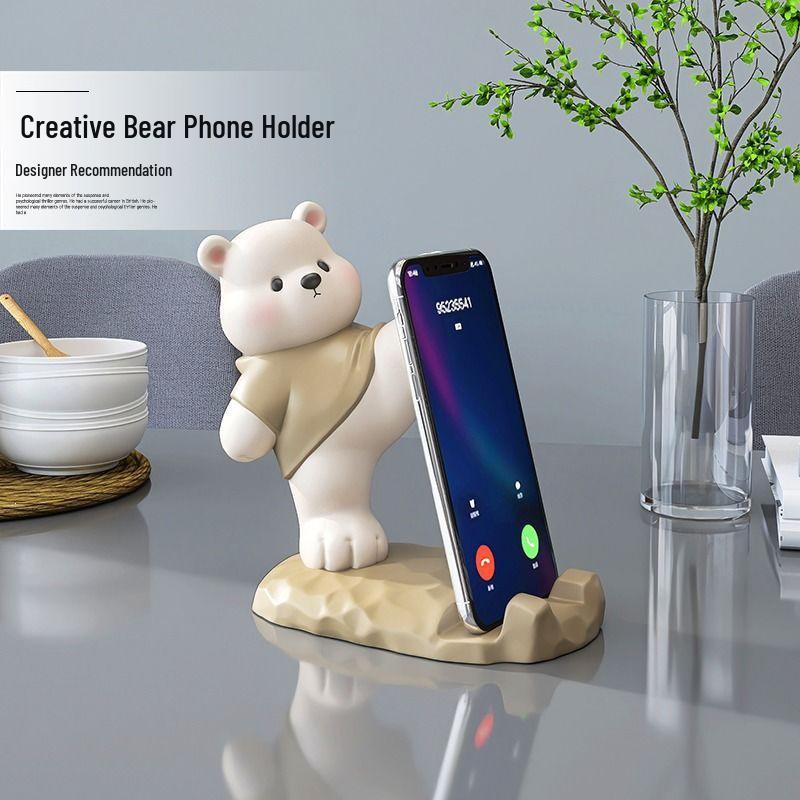 Adorable Bear Phone Holder Desk Ornament for Relaxation & Gift