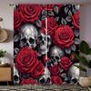 2 шт. HD Череп Роза занавеска Красный галстук цифровой печатный занавес украшение дома стиль Украсьте гостиную спальню Носите штангу занавески