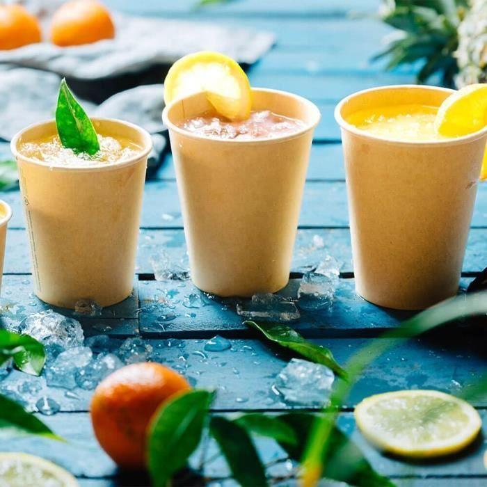 Gobelets jetables - biozoyg - 300 ml - marron - 100% recyclables - biodégradables