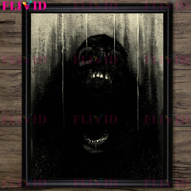 Ужасная демоническая тень, ретро настенная живопись на холсте, призраки в джунглях, черно-белые художественные постеры и печатные украшения для дома