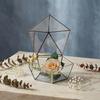 Open/Close Five-Sided Geometric Glass Greenhouse Copper Flower Box