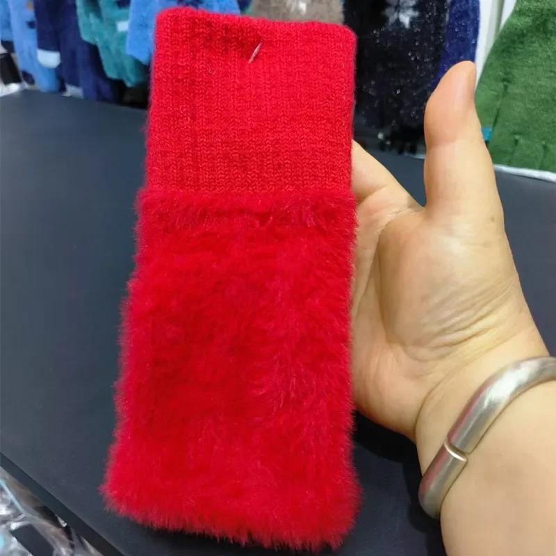 Модные Зимние Сенсорные Плюшевые Теплые Перчатки Женские Мужские Уличные Теплые Эластичные Меховые Варежки Шерстяные Без Пальцев