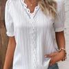 Независимый сайт Amazon Летняя Новинка Мода для Отпуска Ажурная Женская Рубашка с Коротким Рукавом