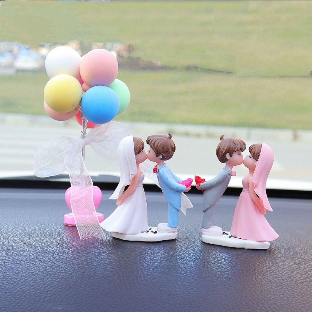 Wedding Dress Cartoon Couples Model Toys Get Married Kiss Balloon Action Figure  Car Decoration